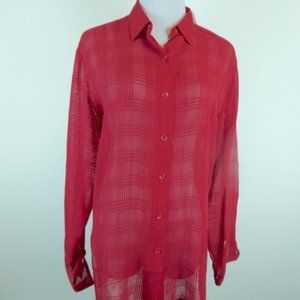 NWT RJ COLLECTION RED sheer tunic SHIRT M
